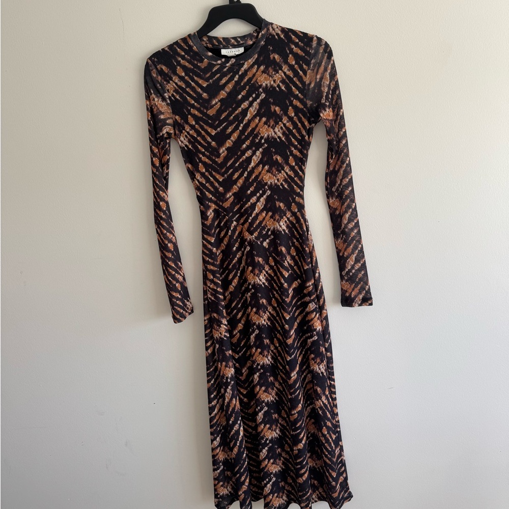 Topshop Black and Orange Long Sleeve Dress